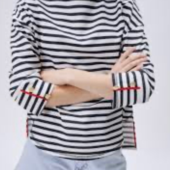 NWT Zara  Mariner Striped Top with Gold Buttons Sz. M - Picture 3 of 8